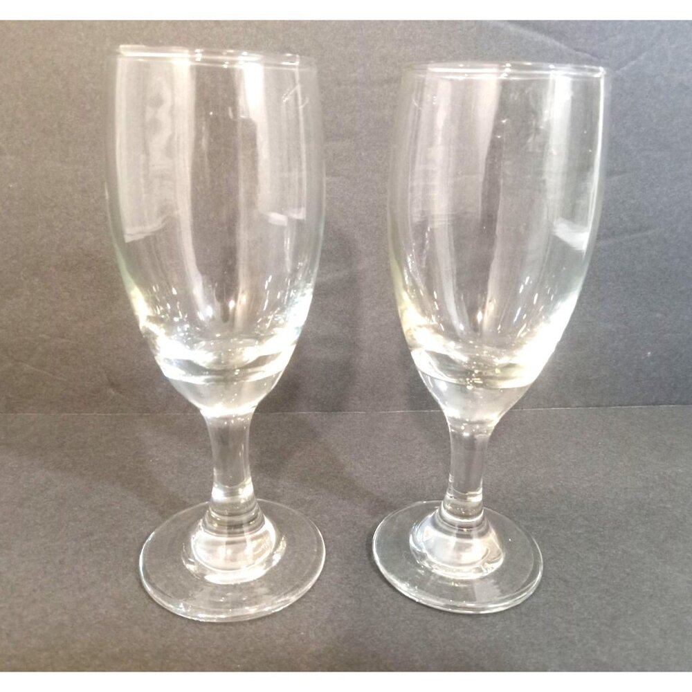 Small Stem Wine Glasses Clear Set Of 2 7 H x 3 W x 3.5 Stem Base